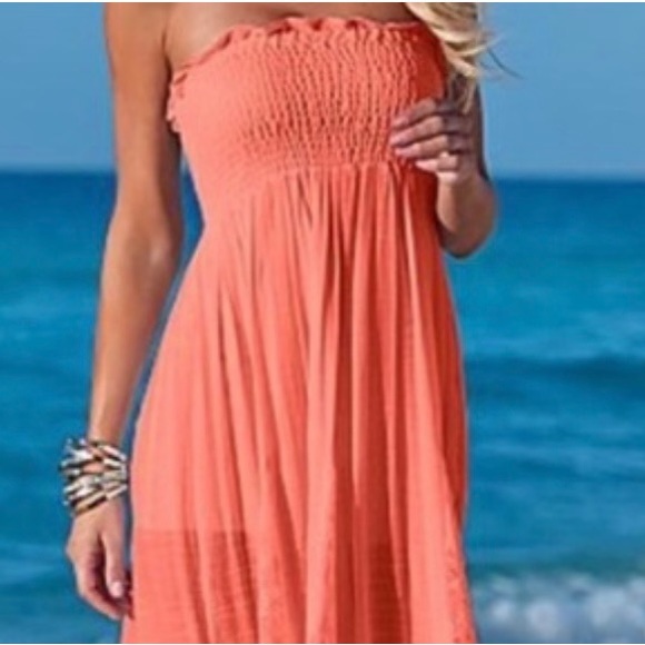 NWT Venus Coral Strapless Maxi Dress Size Small - Picture 3 of 4